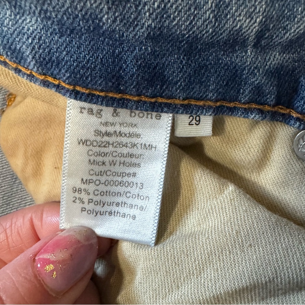 Rag & Bone Dre Low-Rise Slim Boyfriend Jeans Light Wash Distressed Size 29 - Picture 3 of 8